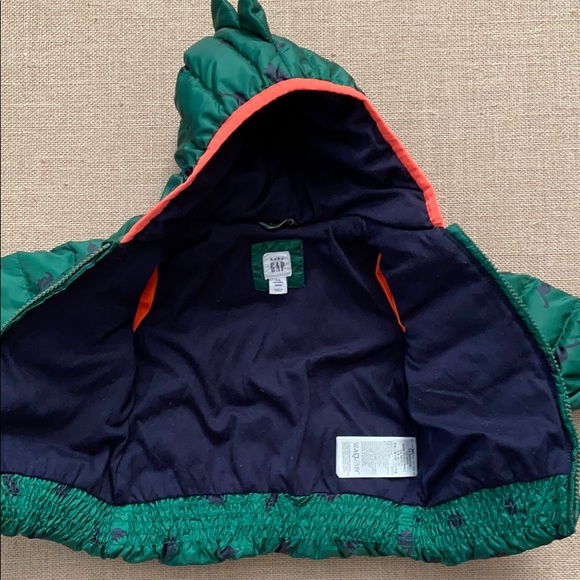 EUC Gap dinosaur hooded packable down puffer coat - Picture 6 of 8